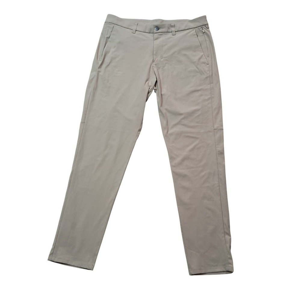 Lululemon Commission Pant Mens 34 Tan Warpstreme Slim Fit Golf Chino Travel